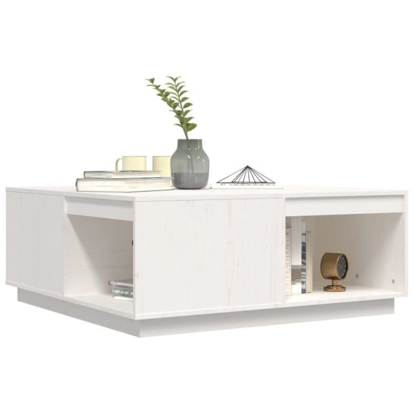 Tavolino Da Salotto Bianco100x101x40,5cm Legno Massello Di Pino - Image 4