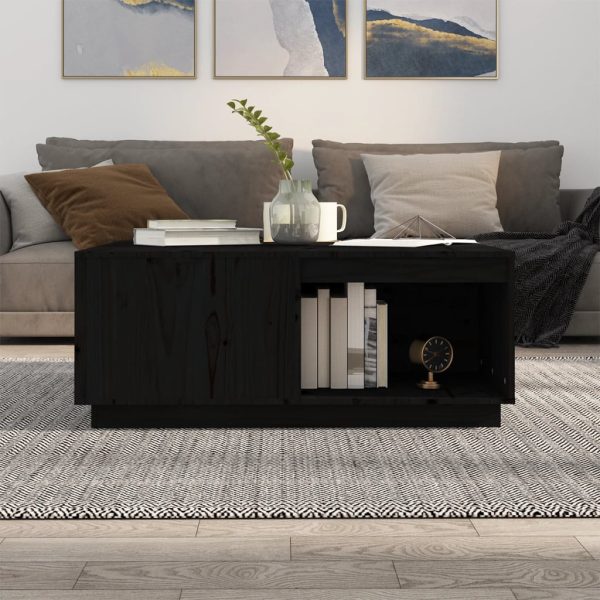 Tavolino Da Salotto Nero 100x101x40,5 Cm Legno Massello Di Pino - Image 3