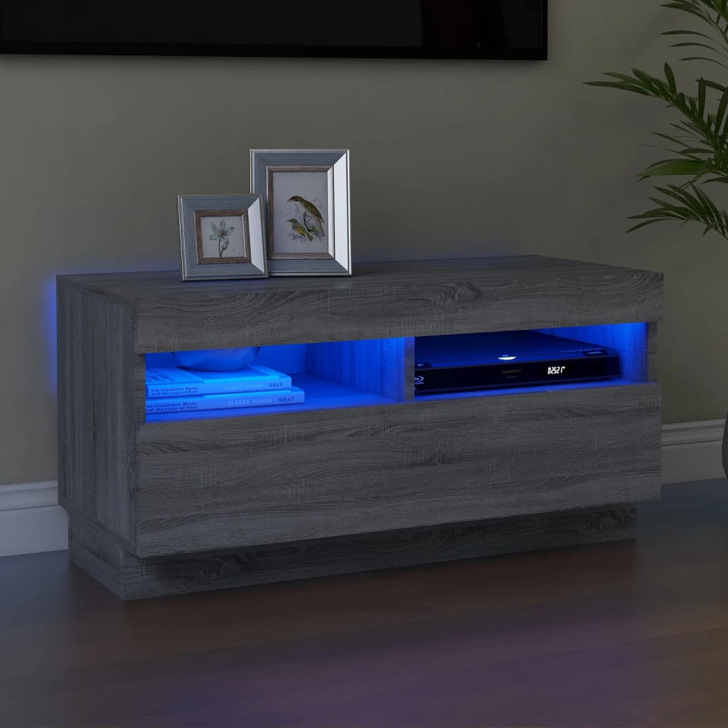 Mobile Porta Tv Con Luci Led Grigio Sonoma 80x35x40 cm