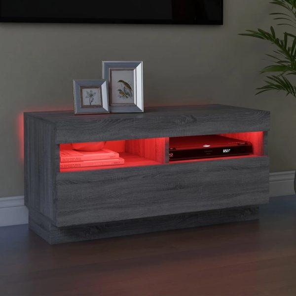 Mobile Porta Tv Con Luci Led Grigio Sonoma 80x35x40 cm - Image 3
