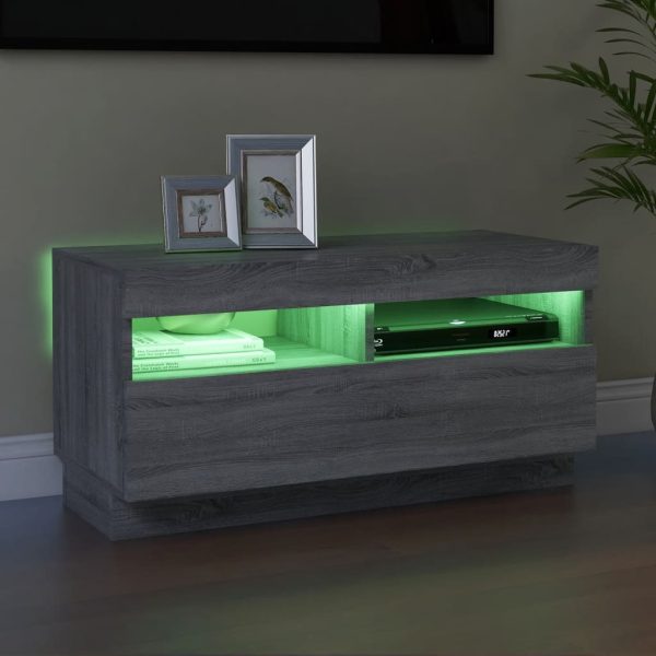 Mobile Porta Tv Con Luci Led Grigio Sonoma 80x35x40 cm - Image 4