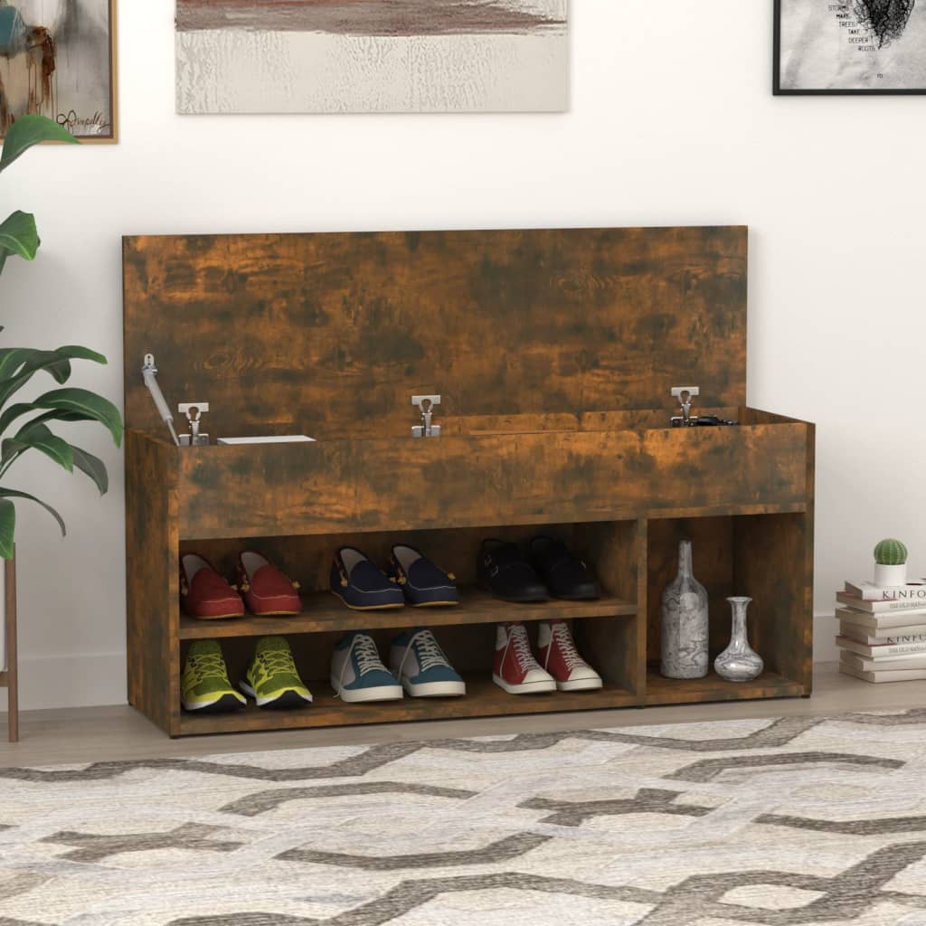 Scarpiera Rovere Fumo 105x30x45 Cm In Legno Multistrato