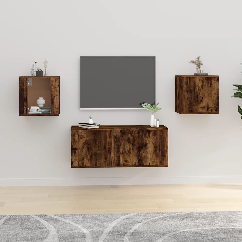 Mobili Porta Tv A Parete 2 Pz Rovere Fumo 40x34,5x40 cm