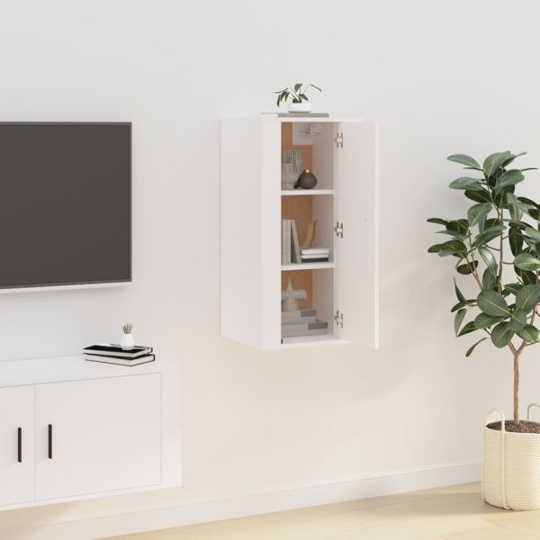 Mobile Porta Tv A Parete Bianco 40x34,5x80 cm - Image 4