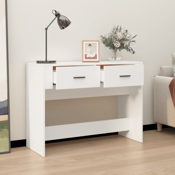 Tavolino Consolle Bianco 100x39x75 Cm In Legno Multistrato - Image 3