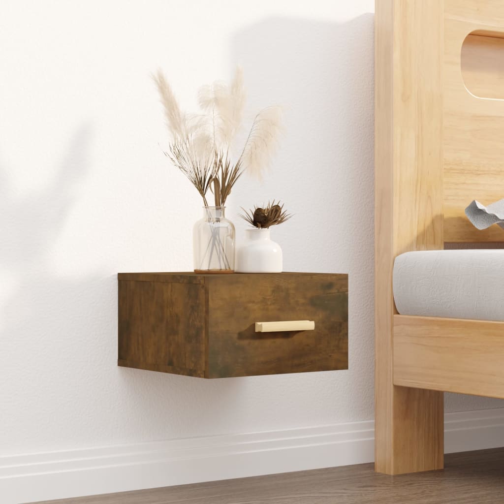 Comodino A Muro Rovere Fumo 35x35x20 cm