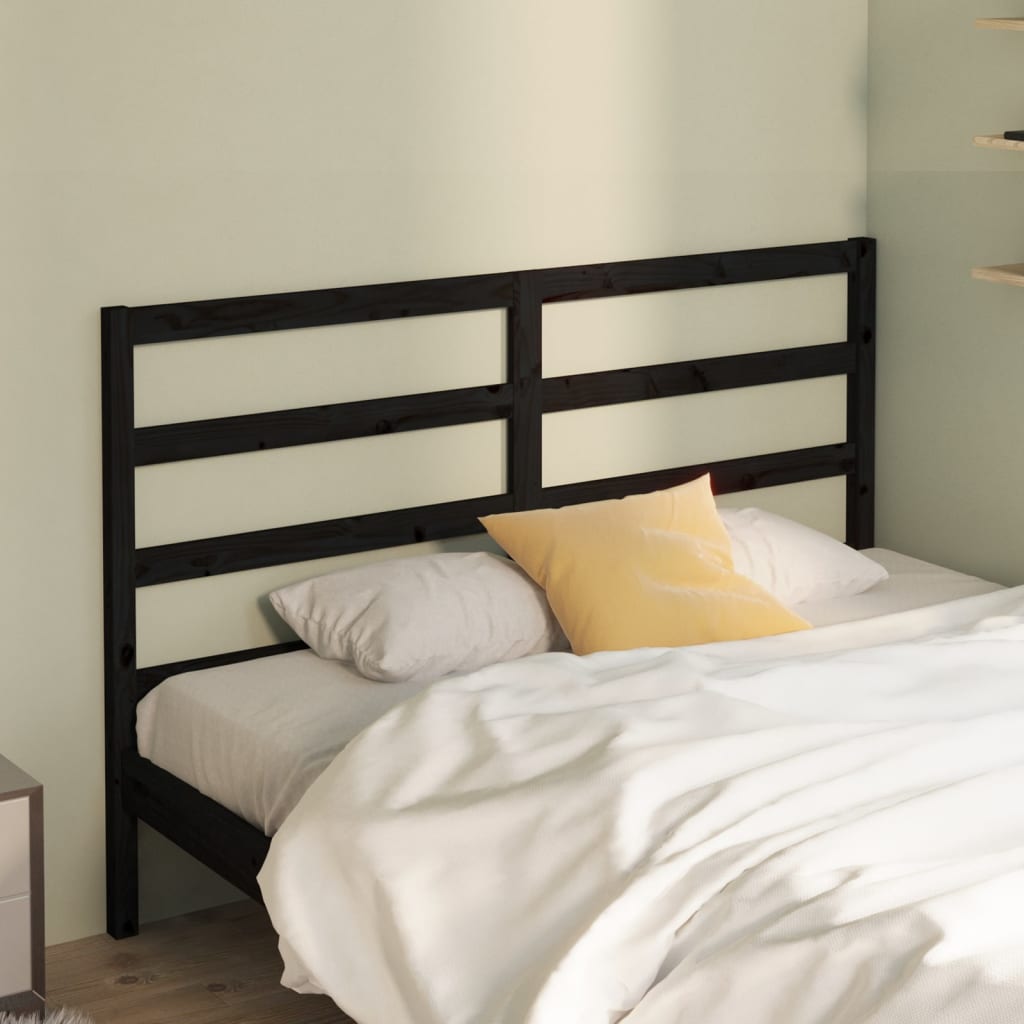 Testiera Per Letto Nera 166x4x100 Cm In Legno Massello Di Pino