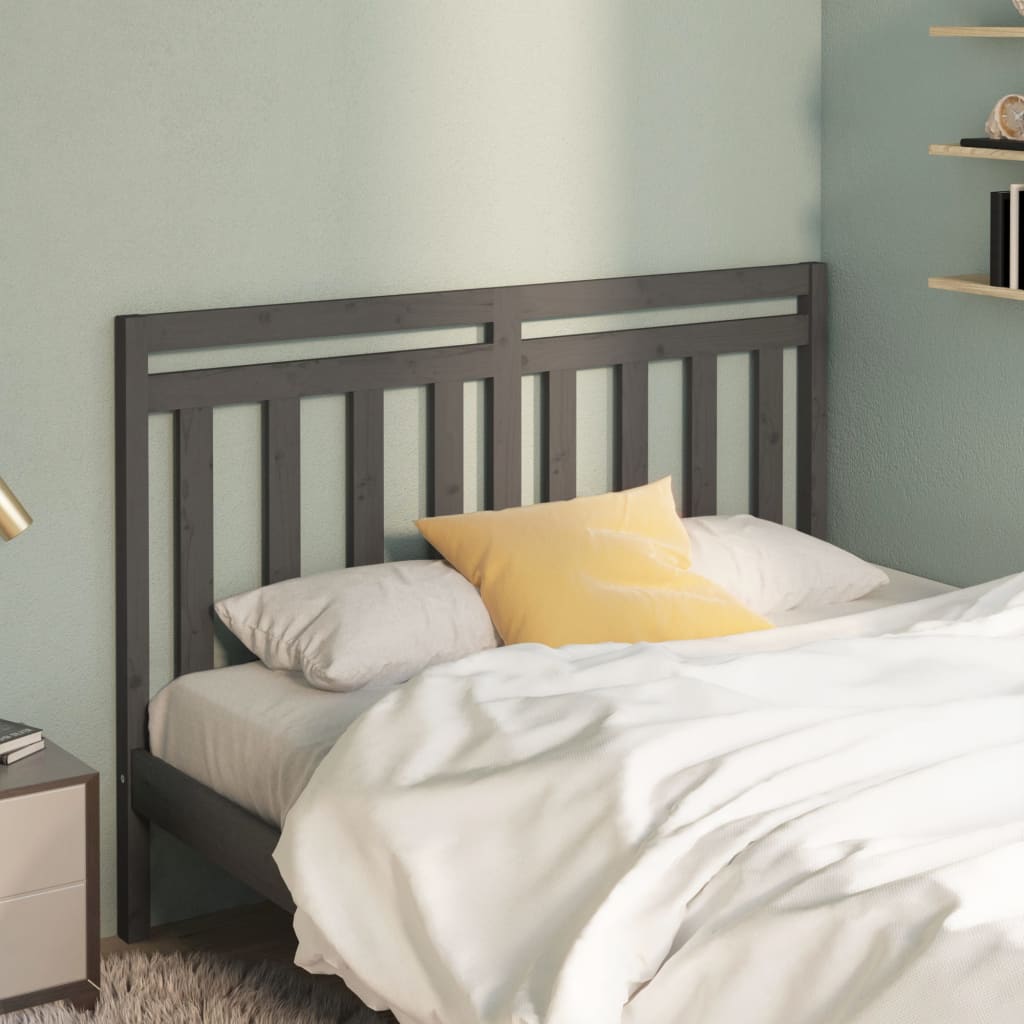 Testiera Per Letto Grigia 126x4x100cm In Legno Massello Di Pino