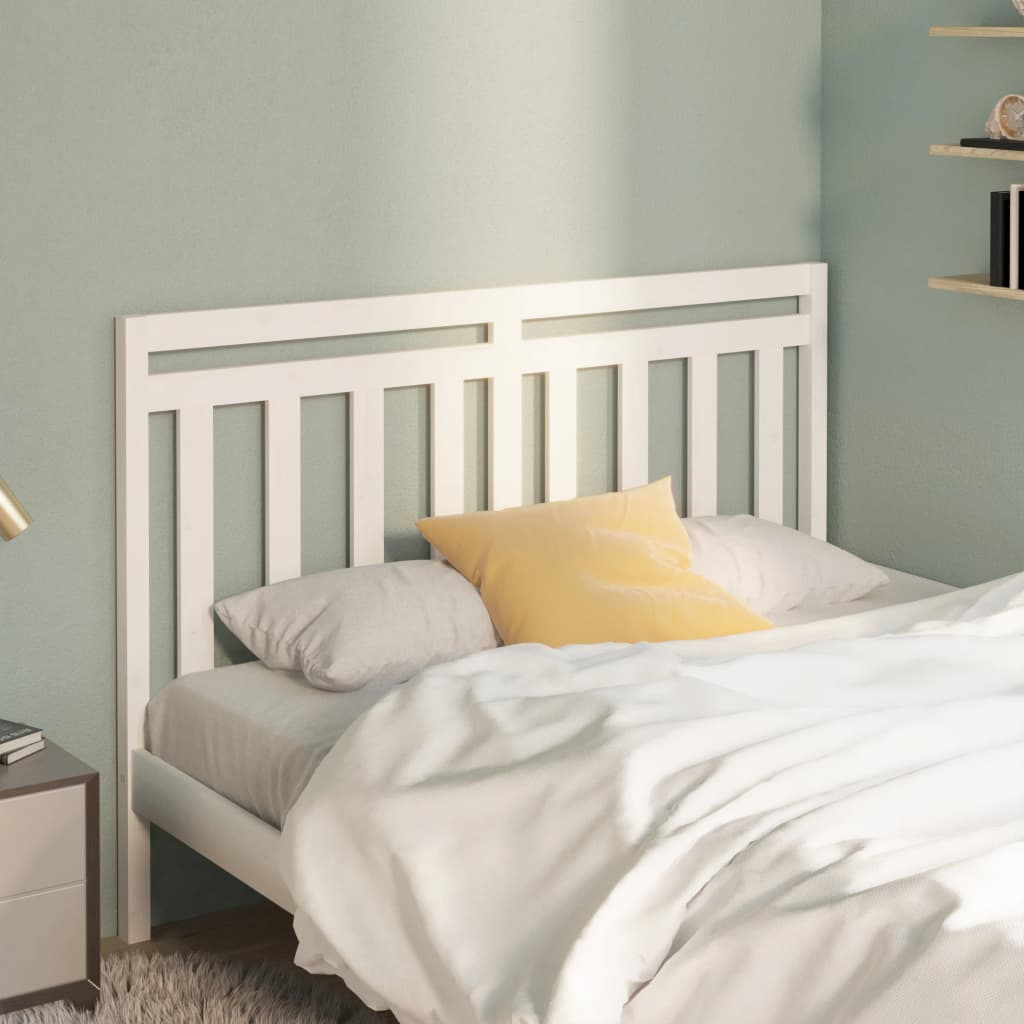 Testiera Per Letto Bianca 166x4x100cm In Legno Massello Di Pino