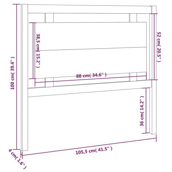Testiera Per Letto 105,5x4x100 Cm In Legno Massello Di Pino - Image 6