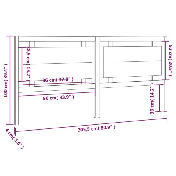 Testiera Per Letto 205,5x4x100 Cm In Legno Massello Di Pino - Image 6