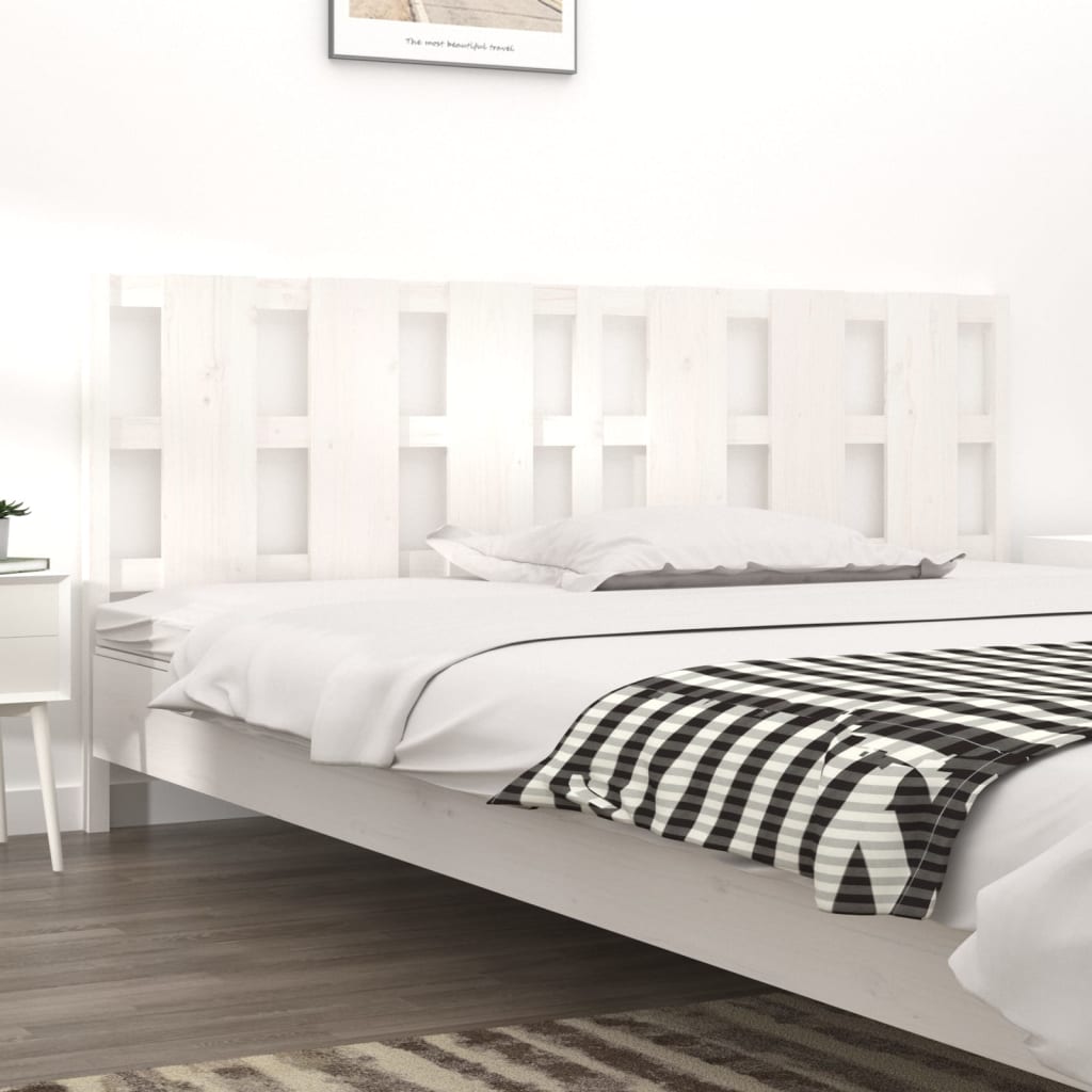 Testiera Per Letto Bianca 205,5x4x100 Cm Legno Massello Di Pino