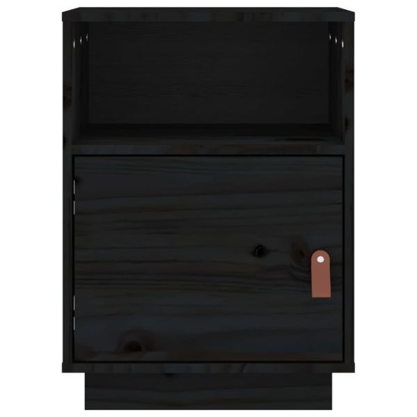 Comodino Nero 40x34x55 Cm In Legno Massello Di Pino - Image 6