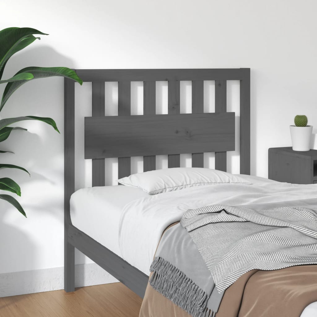 Testiera Per Letto Grigia 95,5x4x100 Cm Legno Massello Di Pino