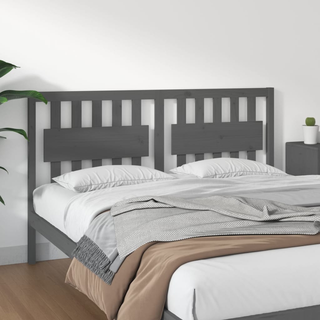 Testiera Per Letto Grigia 165,5x4x100 Cm Legno Massello Di Pino