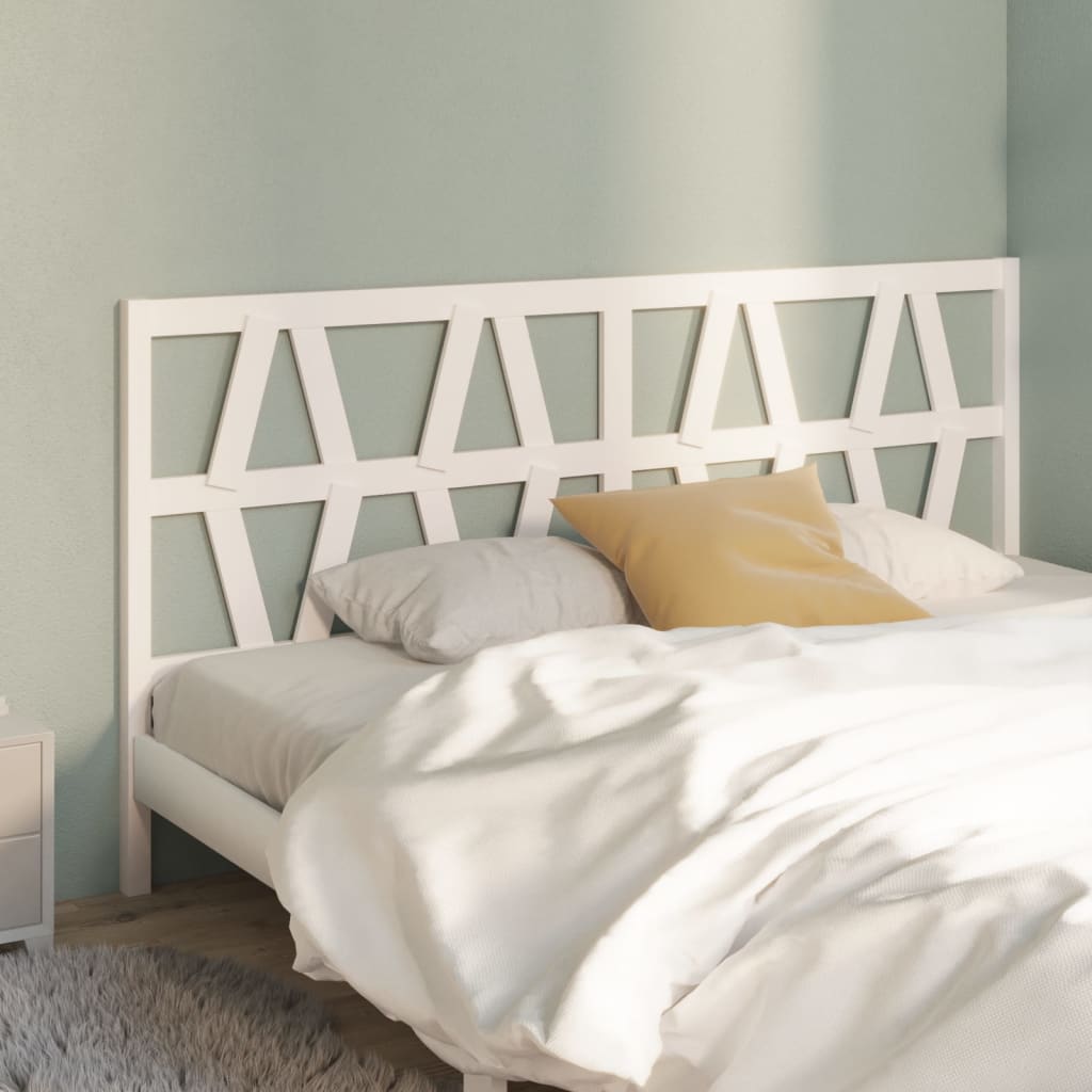 Testiera Per Letto Bianca 206x4x100 Cm Legno Massello Di Pino