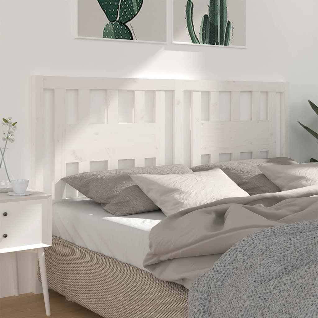 Testiera Per Letto Bianca 126x4x100cm In Legno Massello Di Pino