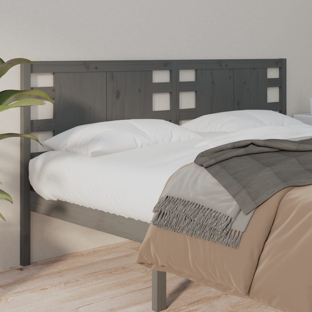 Testiera Per Letto Grigia 126x4x100cm In Legno Massello Di Pino