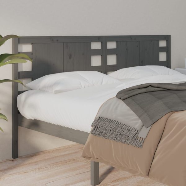Testiera Per Letto Grigia 126x4x100cm In Legno Massello Di Pino - Image 5