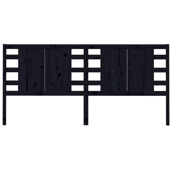 Testiera Per Letto Nera 146x4x100 Cm In Legno Massello Di Pino - Image 3