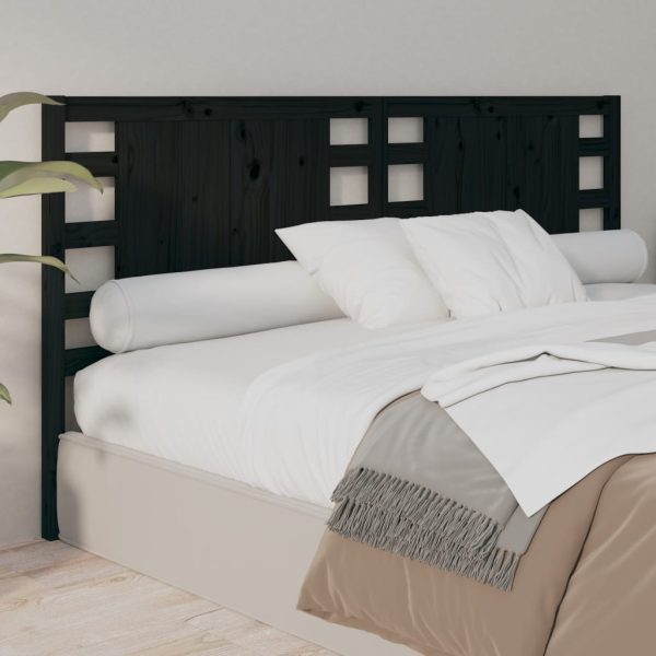 Testiera Per Letto Nera 146x4x100 Cm In Legno Massello Di Pino - Image 4