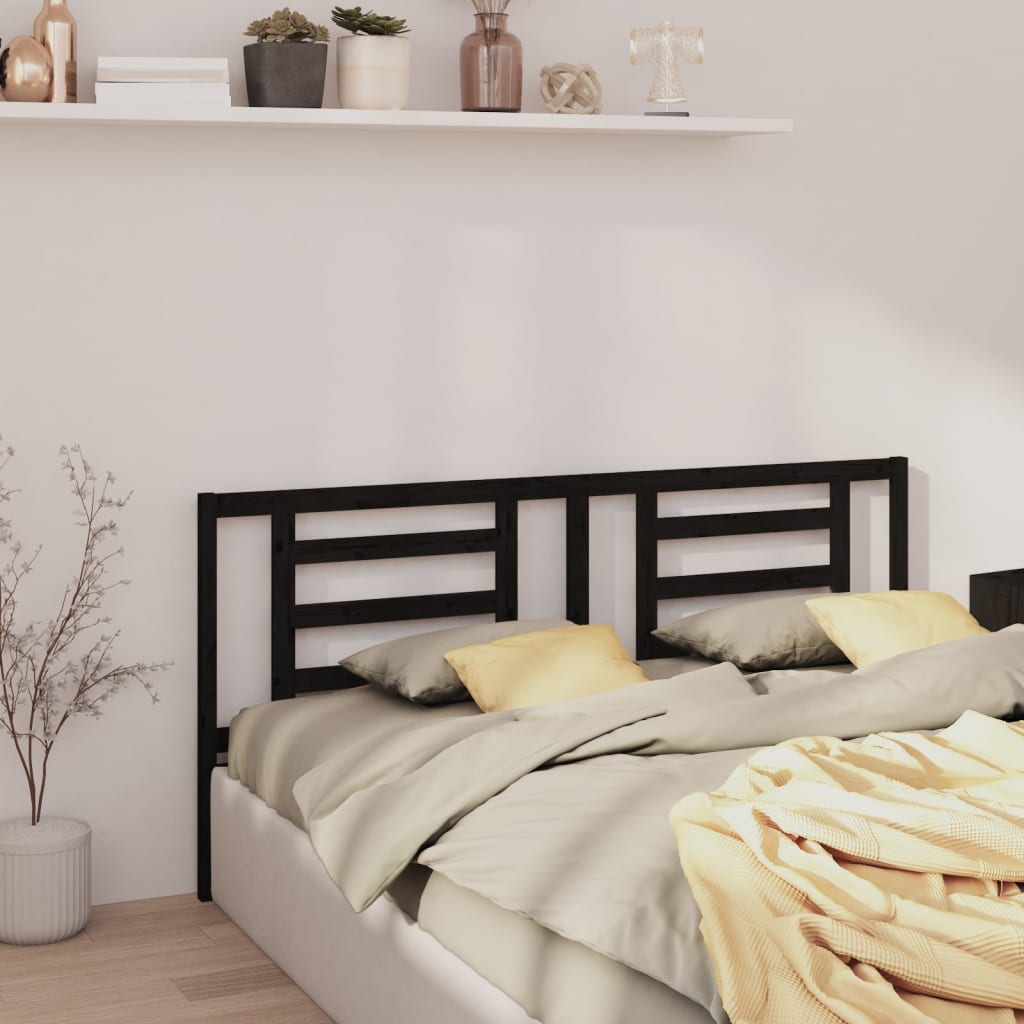 Testiera Per Letto Nera 206x4x100 Cm In Legno Massello Di Pino
