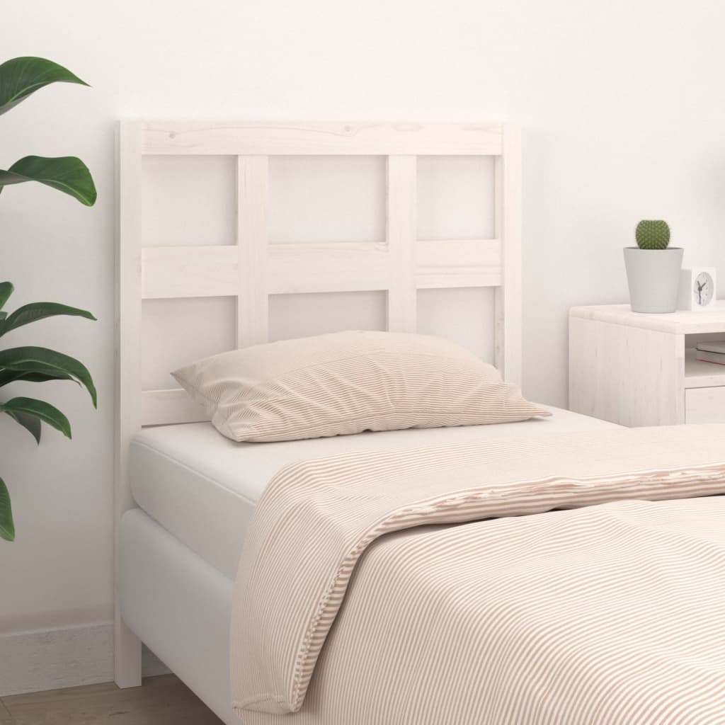 Testiera Per Letto Bianca 95,5x4x100 Cm Legno Massello Di Pino