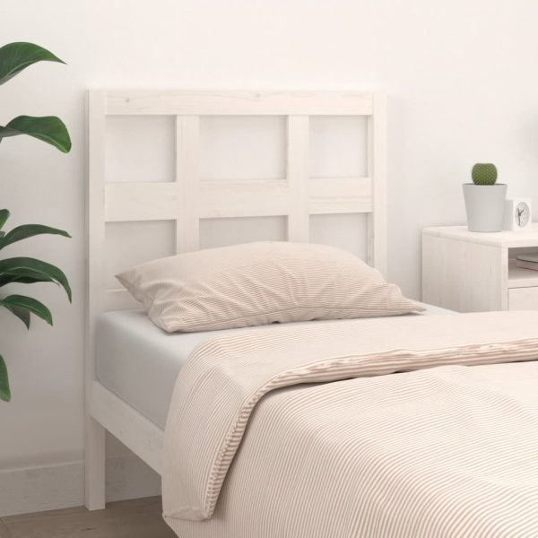 Testiera Per Letto Bianca 95,5x4x100 Cm Legno Massello Di Pino - Image 3