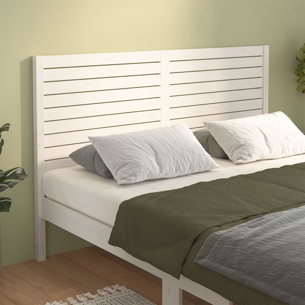 Testiera Per Letto Bianca 126x4x100cm In Legno Massello Di Pino