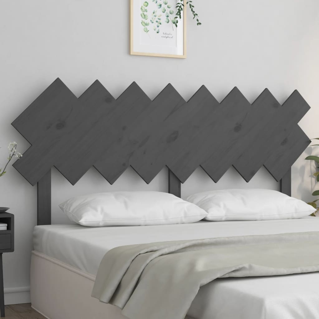 Testiera Per Letto Grigia 159,5x3x80,5cm Legno Massello Di Pino