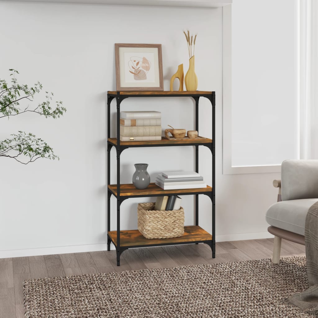 Libreria Rovere Fumo 60x33x100 Cm Legno Multistrato E Acciaio