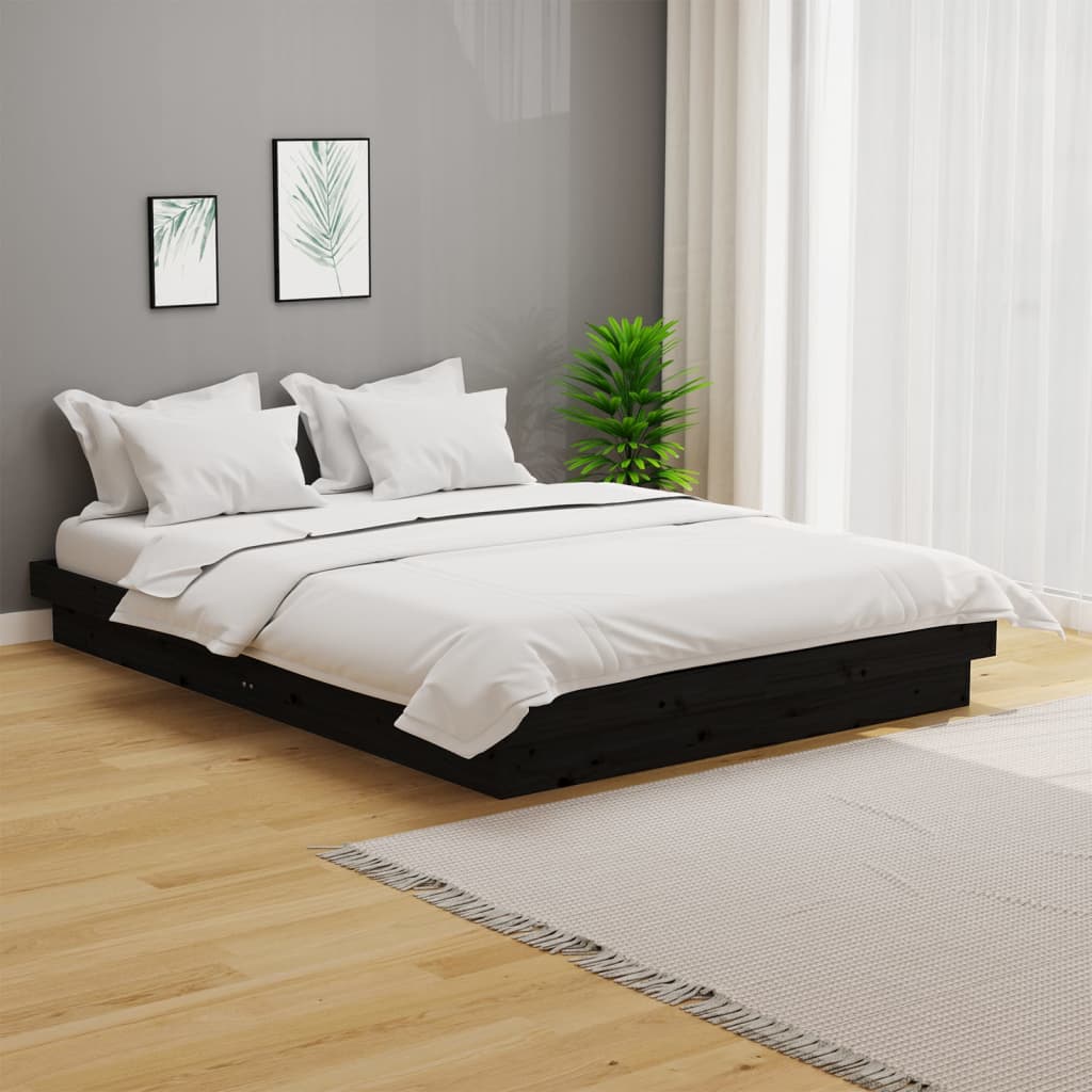 Giroletto Nero In Legno Massello 150x200 Cm King Size