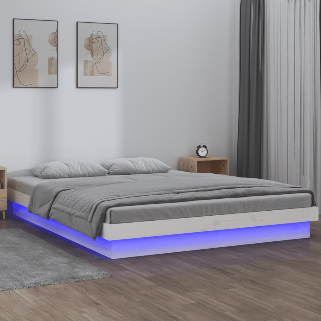 Giroletto Led Bianco 180x200cm Super King In Legno Massello