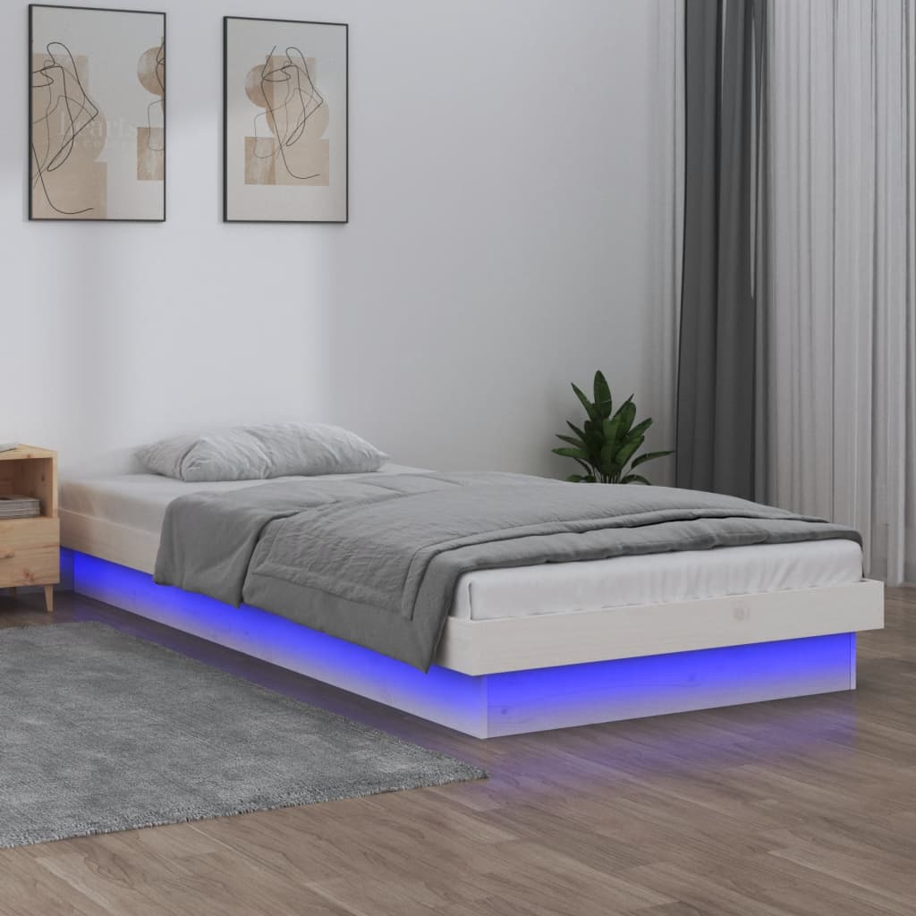 Giroletto Con Led Bianco 90x190 Cm Single In Legno Massello
