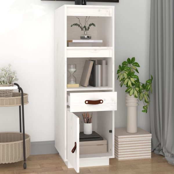 Credenza Bianca 34x40x108,5 Cm In Legno Massello Di Pino - Image 3