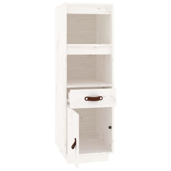 Credenza Bianca 34x40x108,5 Cm In Legno Massello Di Pino - Image 6