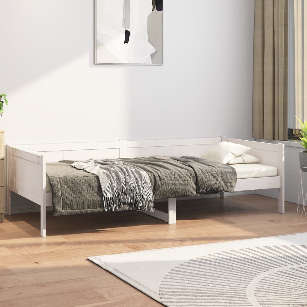 Dormeuse Bianca In Legno Massello Di Pino 90x190 cm