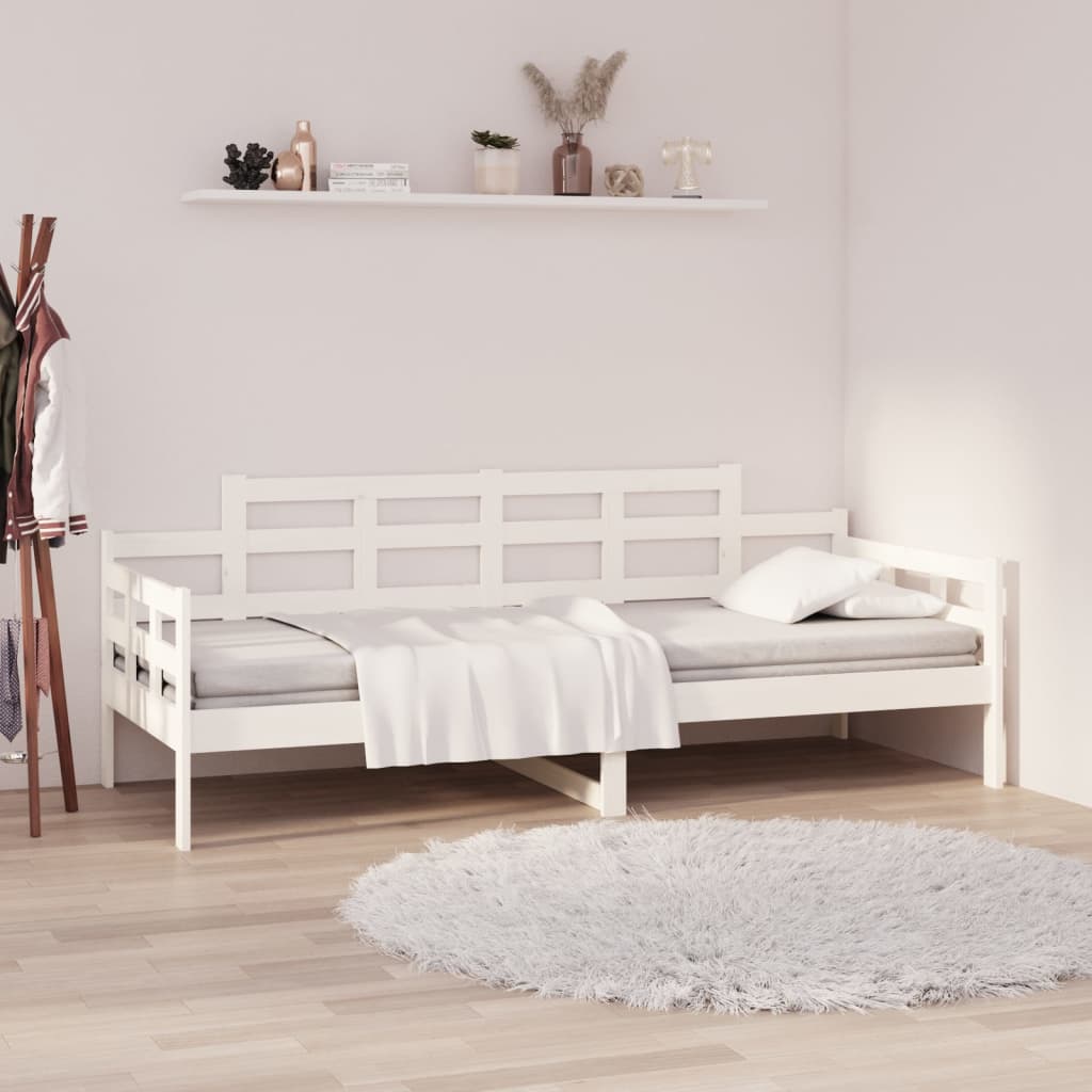 Dormeuse Bianca In Legno Massello Di Pino 80x200 cm