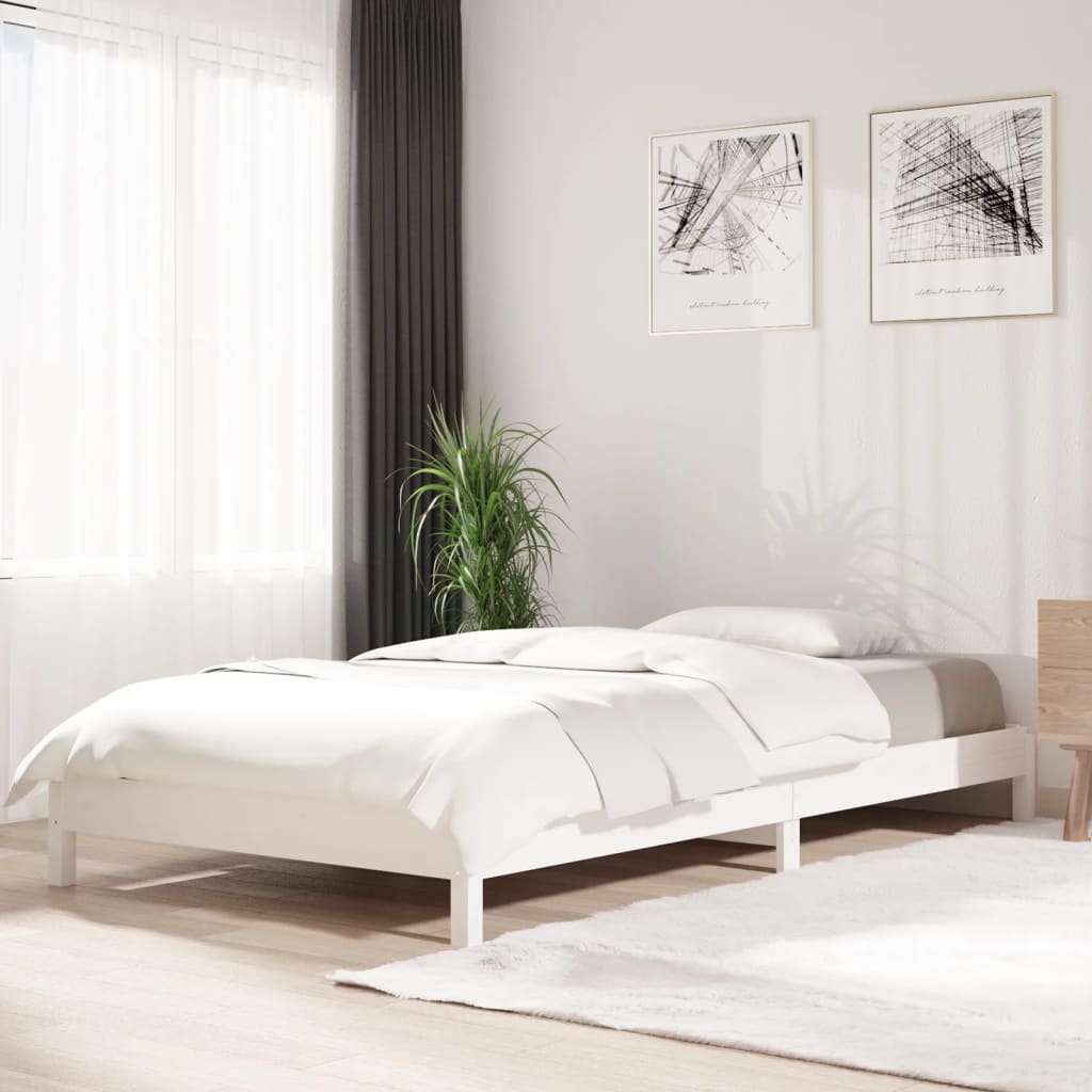 Letto Impilabile Bianco 75x190 Cm In Legno Massello Di Pino