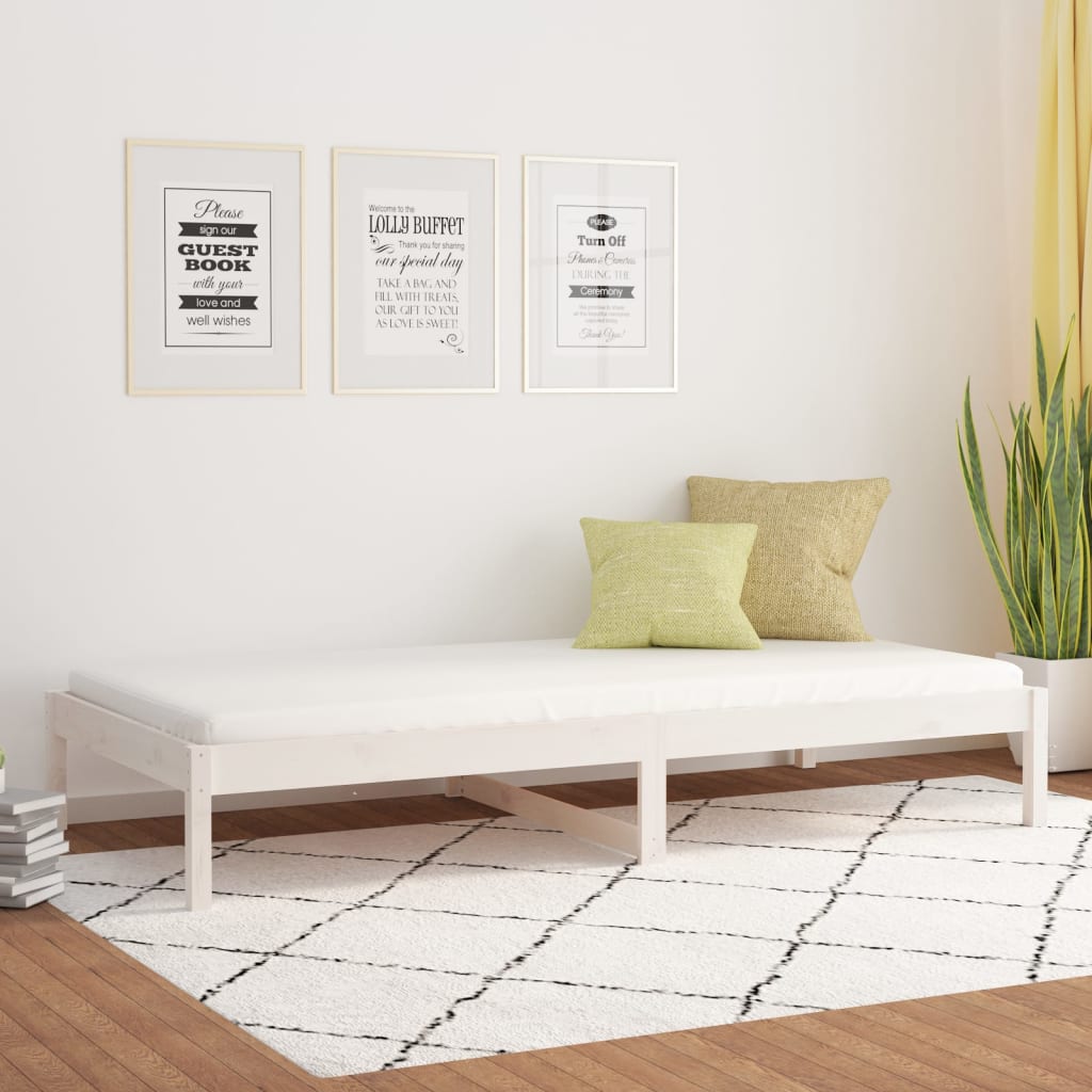 Dormeuse Bianca 90x190 Cm Single In Legno Massello Di Pino