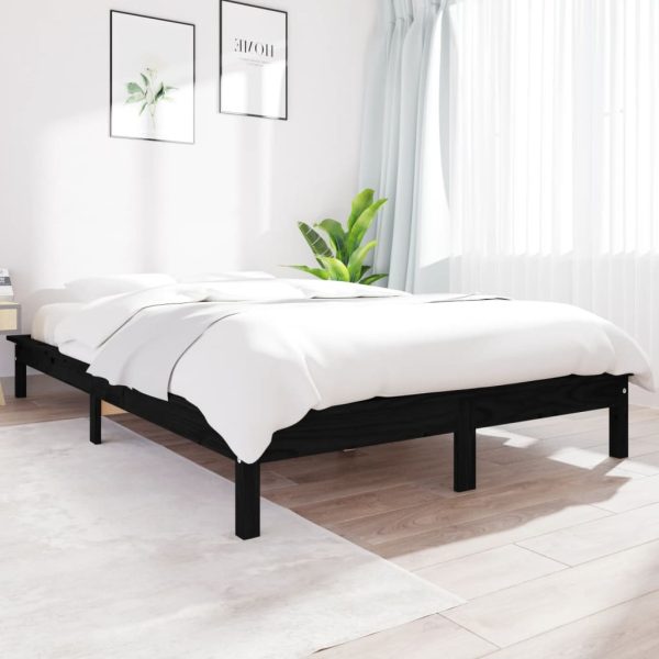Giroletto Nero 140x190 Cm In Legno Massello Di Pino