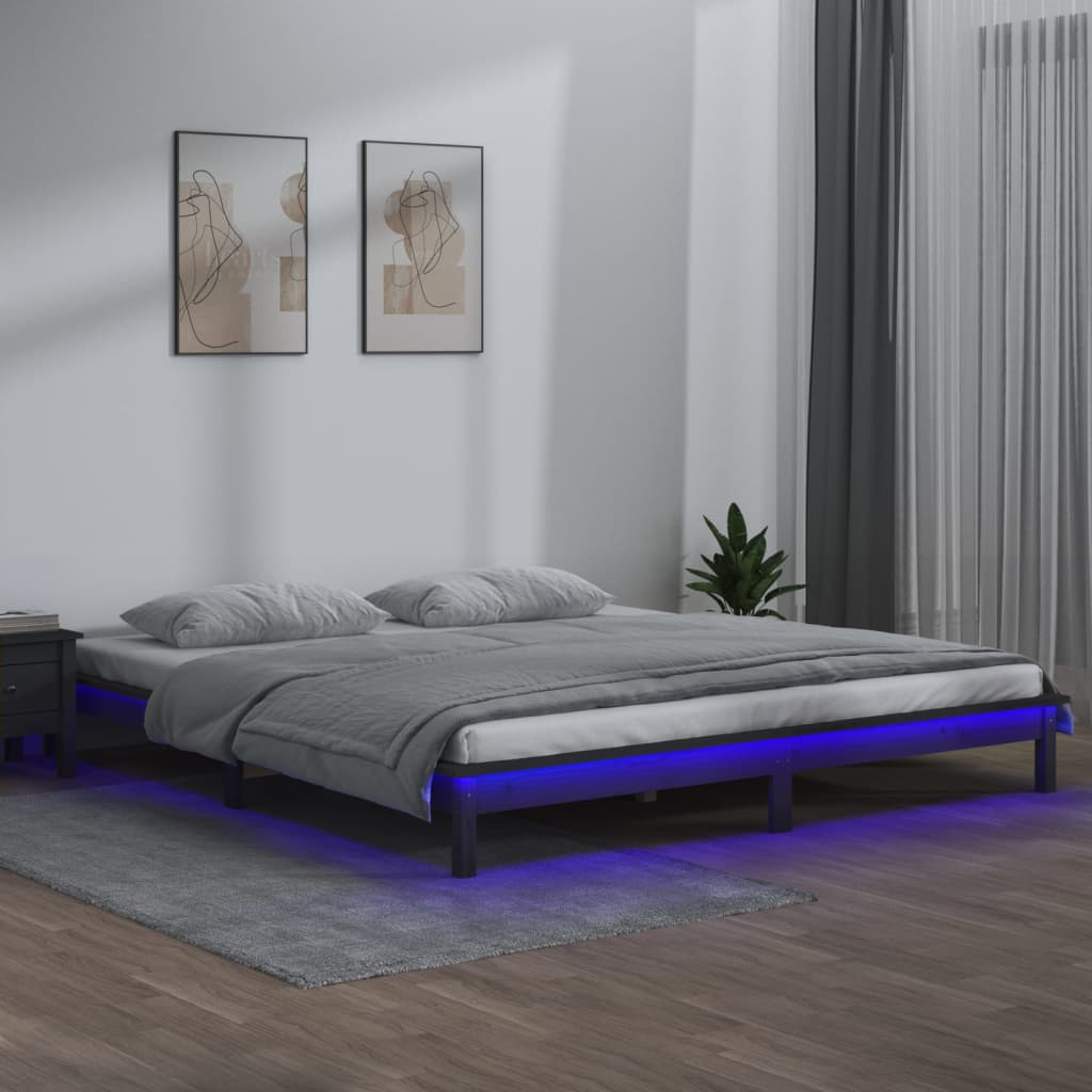 Giroletto Con Led Grigio 140x190 Cm In Legno Massello