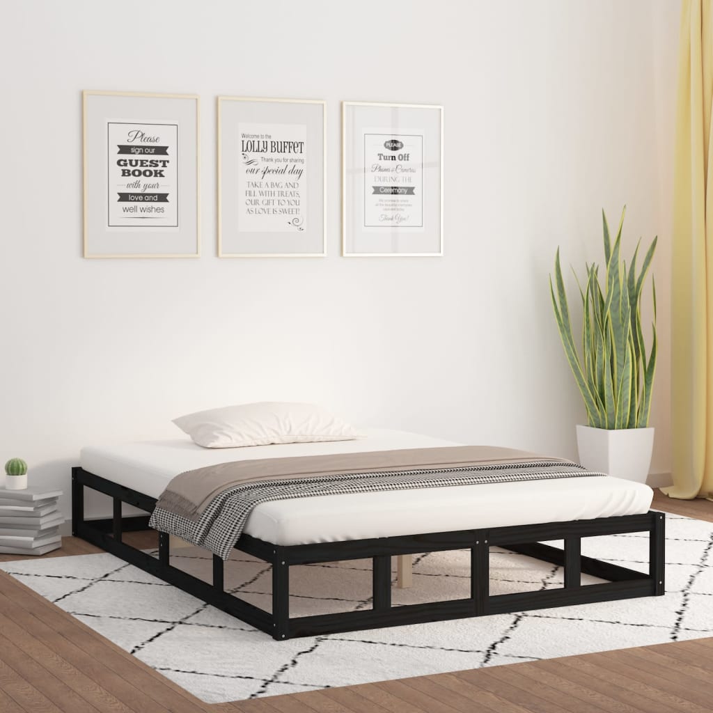 Giroletto Nero 180x200 Cm Super King In Legno Massello