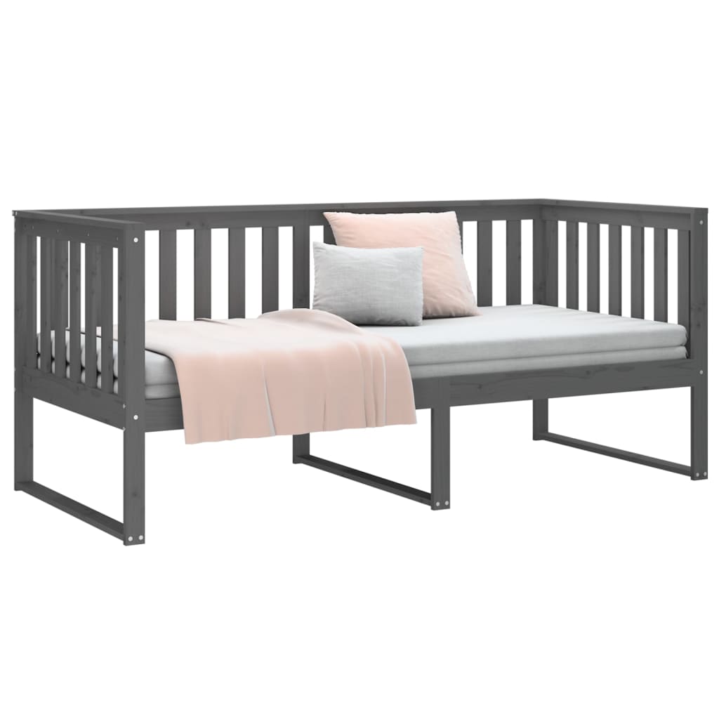 Dormeuse Grigia 90x190 Cm In Legno Massello Di Pino - Image 6