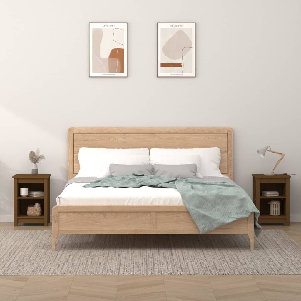 Comodini 2 Pz Ambra 40x35x55 Cm In Legno Massello Di Pino