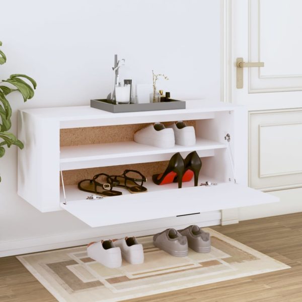 Scarpiera A Muro Bianca 100x35x38 Cm In Legno Multistrato - Image 3
