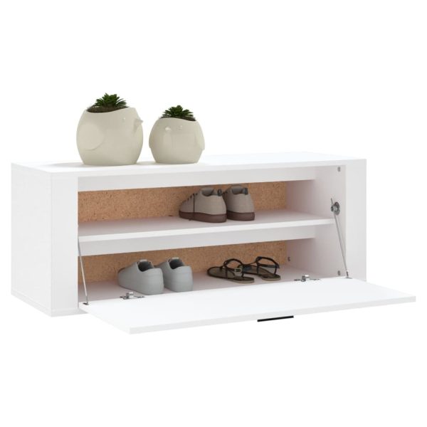 Scarpiera A Muro Bianca 100x35x38 Cm In Legno Multistrato - Image 4