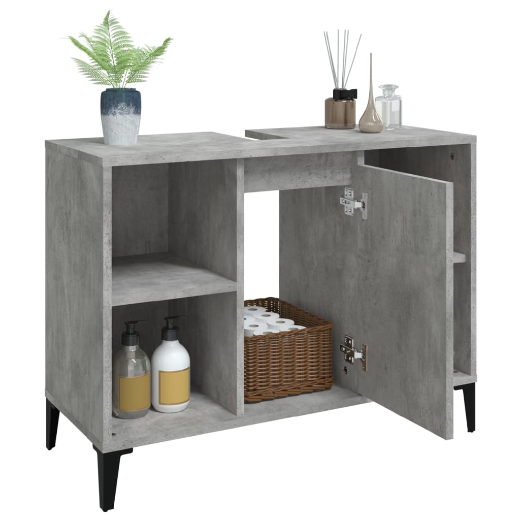 Mobile Lavabo Grigio Cemento 80x33x60 Cm In Legno Multistrato - Image 5