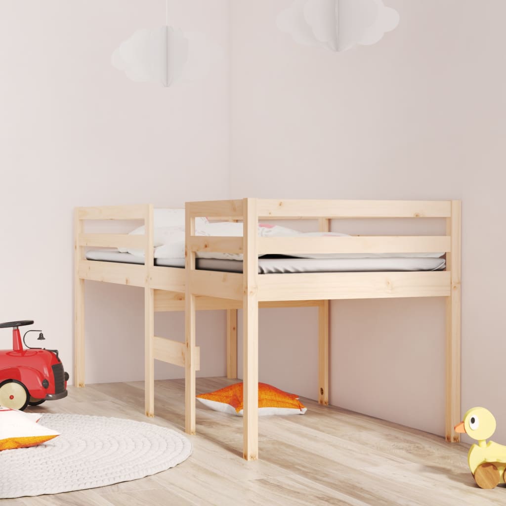 Letto A Soppalco 80x200 Cm In Legno Massello Di Pino