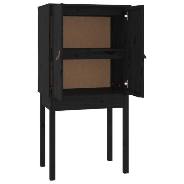 Credenza Nera 60x40x120 Cm In Legno Massello Di Pino - Image 2